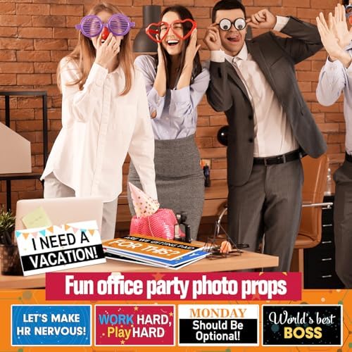 Beeveer 24 Designs Office Party Photo Booth Props Double Sided PVC Signs - Image 6
