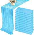 35x72 Inch Light Blue Cheesecloth Table Runner Baby Shower Birthday Decor by Fivenl