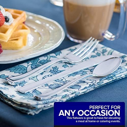 75 Pieces Heavy Duty (Silver) Plastic Silverware Set, Disposable Cutlery Set, Great for Parties, Weddings, and Catering, Flatware Utensils Included: 25 Forks, 25 Spoons, 25 Knives, Stock Your Home - Image 6