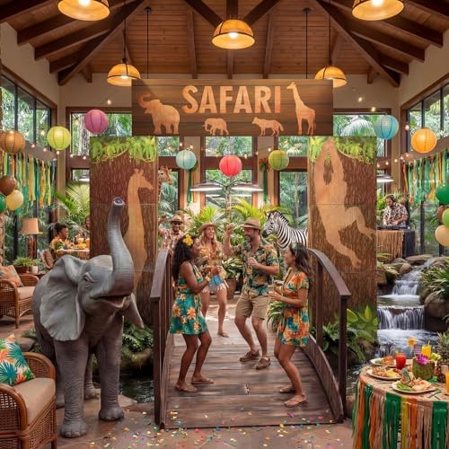 Bucherry 7 Pcs Safari Party Backdrop 43x51 Jungle Animals Cardboard Decor - Image 4