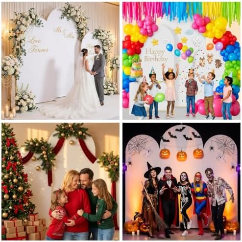 Set of 3 Wedding Arch Backdrop Stand,4+5+6 FT，Small Metal Arch Frame with 3 White Backdrop Covers,Easy Setup for Birthday Baby Shower Anniversary Dessert Table Decoration - Image 6