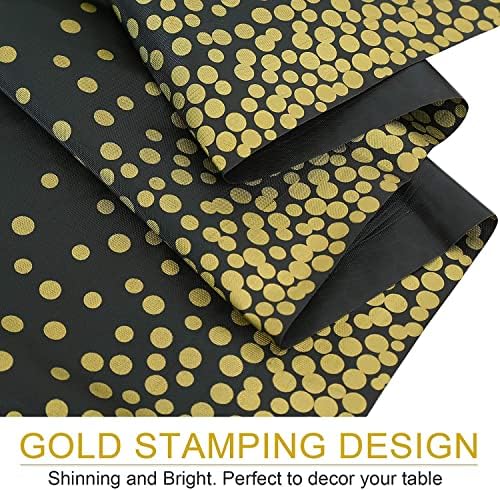 Gexolenu 8 Pack Black and Gold Tablecloth for Rectangle Tables, Plastic Disposable Dot Confetti Party Table Covers for Birthday, Graduation, New Year Party, Anniversary, 54" x 108" - Image 4