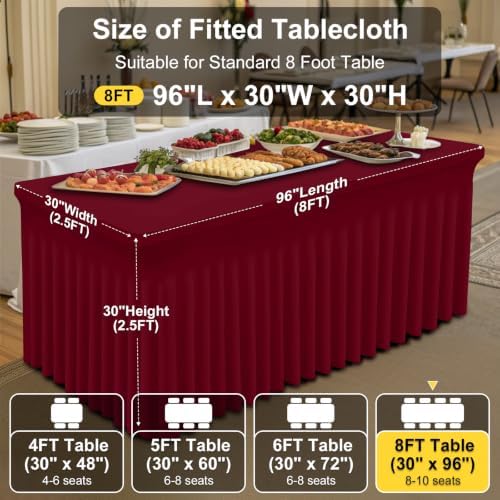 Smiry Spandex Elastic Fitted Table Cloth Skirt for 8FT Rectangle Table - Image 4