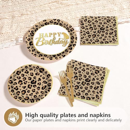 Grencian 96 Pcs Cheetah Print Birthday Decorations, Serves 24 - Image 3