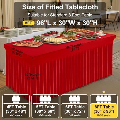 Smiry 2 Pack Spandex Elastic Fitted Table Cloth Skirt for 8FT Table - Image 4