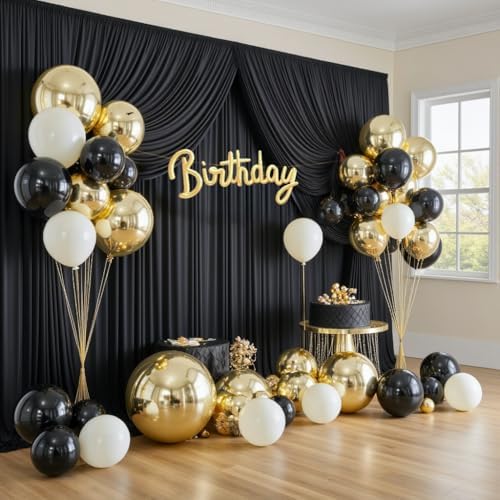 50x12 ft Black Backdrop Curtains for Weddings Party, Birthdays, Halloween - Image 3