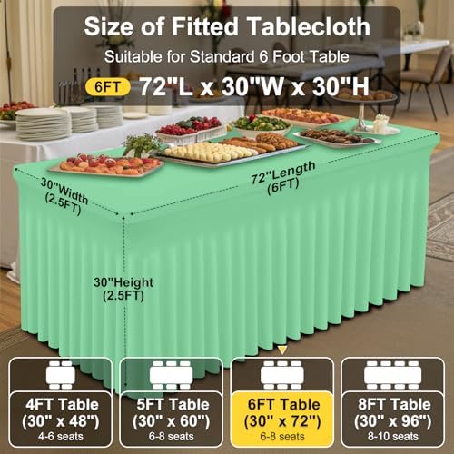 Smiry 2 Pack Spandex Elastic Fitted Table Cloth Skirt for 6FT Table - Image 4