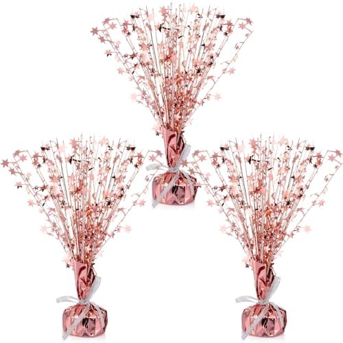 Crowye 3 Pieces Metallic Foil Spray Centerpiece Birthday Table Decoration Star Burst Centerpieces Graduation Table Decor for Birthday 2026 Party Holiday(Rose Gold) by Crowye