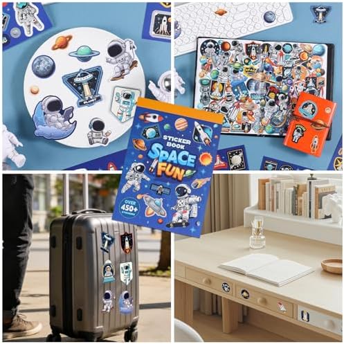 24 Sheets Space Stickers - 450+ Vibrant Planets, Astronauts and Rockets Decal Sticker Book for DIY Craft, Scrapbooking, Journaling and Laptop Decoration, Outer Space Stickers, Men, Women - Image 5