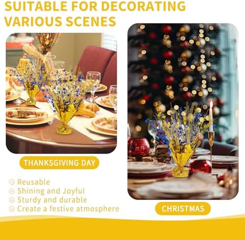 6 Pack Metallic Foil Spary Centerpieces for Tables, Gold Navy Blue Centerpieces for Tables Decorations, Star Brust Table Centerpieces for Birthday Graduation Wedding Baby Shower Party - Image 6
