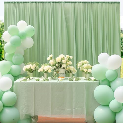 20ft X 10ft Olive Green Tulle Backdrop Curtain for Parites, Sheer Backdrop Curtains Fabric Drapes for Wedding Ceremony Arch Party Stage Decorations - Image 7