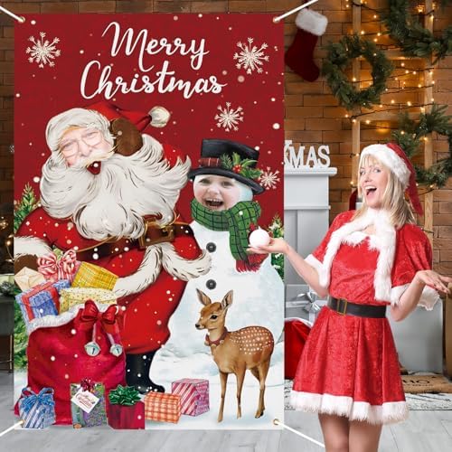Lunmon 6x4 ft Christmas Photo Booth Door Cover Santa,Christmas Party - Image 4