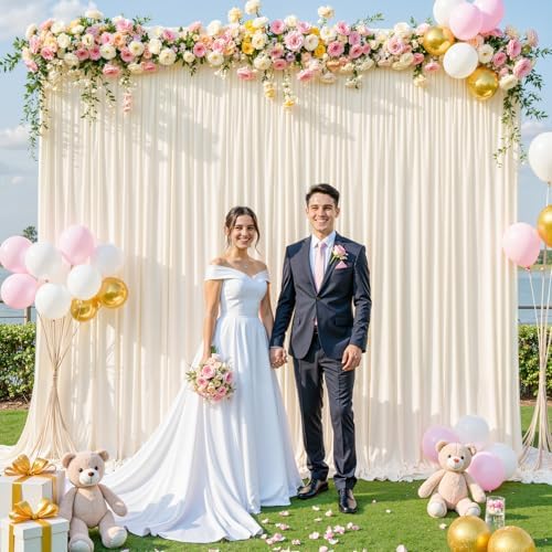 Champagne Backdrop Curtain for Parties Wedding Baby Shower Wrinkle Free Photo Curtains Backdrop Drapes Fabric Decoration for Bridal Shower 5ft x 7ft,2 Panels - Image 2