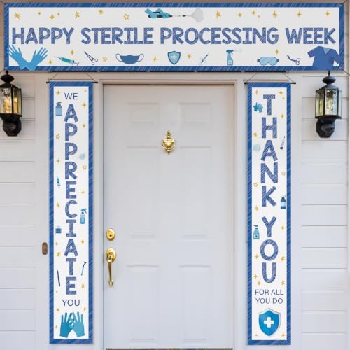 SmoothNovelty 3 Pcs Blue Sterile Processing Week Banner Blue by SmoothNovelty