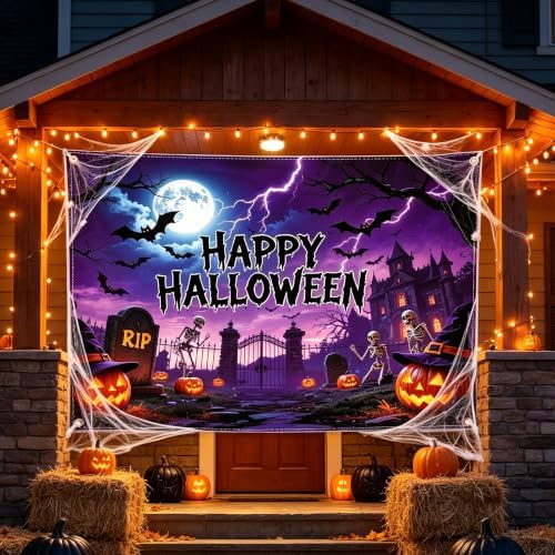 Happy Halloween Backdrop 7x5FT with Spider Web Kit - Image 6