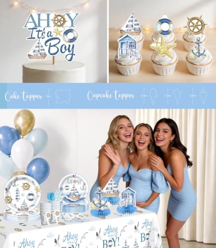 Xynic Ahoy Its a Boy Baby Shower Decorations Set,Serves 25 Guests - Image 6