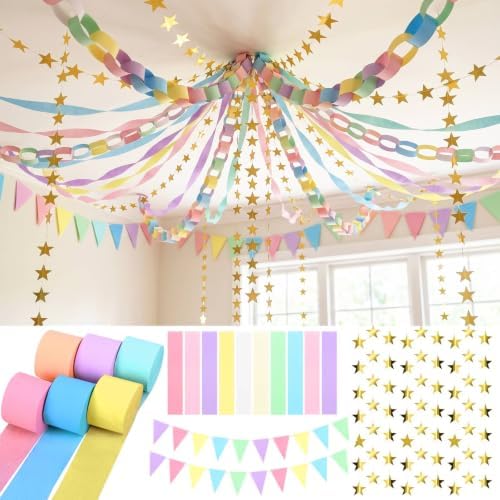 1200 Sheets Pastel Paper Chain Strips Streamers Garland Decorations Set by BOBOKA