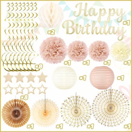 Birthday Decorations for Women, Champagne-Gold Birthday Party Decorations - Image 2