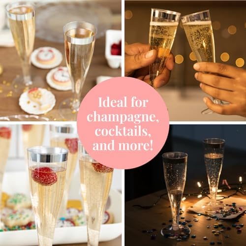 Prestee Disposable Champagne Flutes, 4.5 oz Plastic Champagne Glasses - Image 6