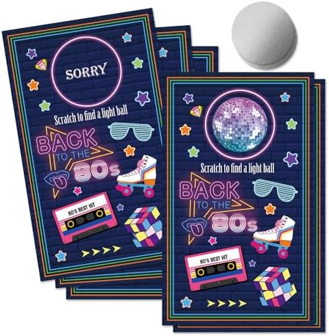50 Pcs Back to 80s Theme Scratch Off Game Cards for Birthday Party by Unknown
