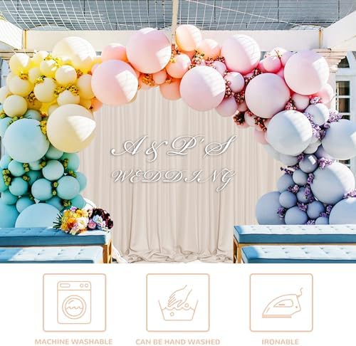MEETSKY Beige Backdrop Curtains 10ft x 10ft for Wedding Birthday Baby Shower Photography Backdrop Fabric Curtains Drapes Home Window Decorations Rod Pocket Window Drapes,5ft x 10ft, 2 Panels - Image 7