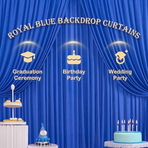 12ft x 10ft Royal Blue Backdrop Curtains for Parties, Wrinkle Free 2 Panels Photo Backdrop Drapes Back Drop Cloth for Wedding Birthday Photography Background Decor - Image 5