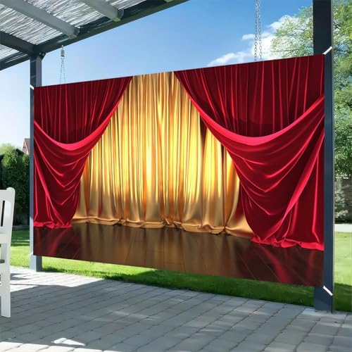 3D Rendering Theater Stage Theme Photography Backdrops Golden and Red Curtains Photo Studio Props Vinyl Background for Wedding Birthday Party Decoration Banner 6x4ft - Image 3