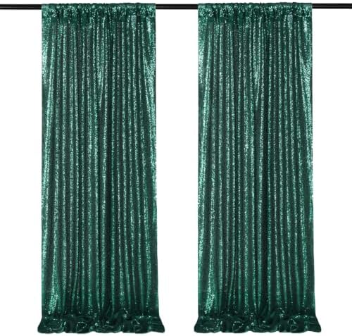 Green Sequin Backdrop Curtains,1 Panels 3FTx8FT Curtain Backdrop for Party by SoarDream