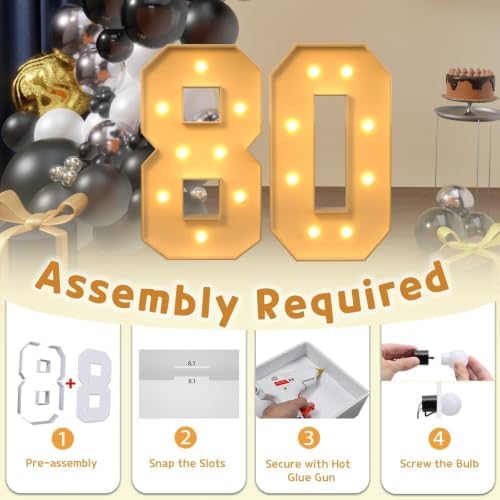 imprsv 80 Marquee Numbers, 3FT Light Up Numbers for 80th Birthday Decor - Image 3