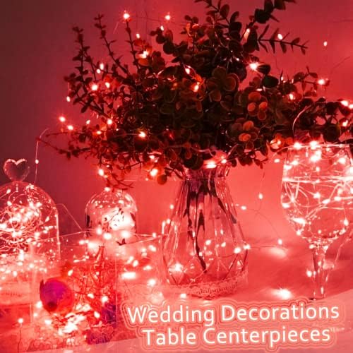 SmilingTown 15 Packs 20 Led Red Fairy Lights Battery Operated 6.6ft Silver String Lights Waterproof Firefly Starry Light for Bedroom Dorm DIY Table Centerpieces Halloween Christmas Party Decor - Image 5