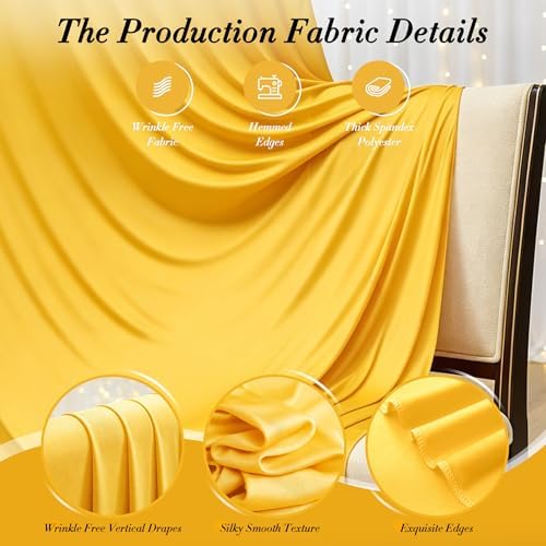 30 ft x 10 ft Wrinkle Free Yellow Backdrop Curtain for Parties, Ginger Polyester Photo Backdrop Drapes,Thick Background 6 Panels 5ft x 10ft for Baby Shower Wedding Birthday Party Backdrop Stand - Image 6