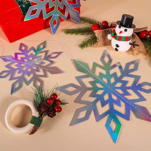 24 PCS Snowflake Christmas Hanging Party Decor Supplies,12 PCS 3D Glittery Snowflakes &12PCS 3D White Paper Snowflakes Hanging Garland for Christmas Winter Holiday New Year Wonderland Party Decoration - Image 5