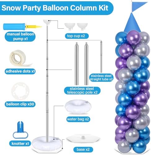 2 Set Blue Princess Castle Balloon Column Stand Kit Adjustable Decor - Image 2