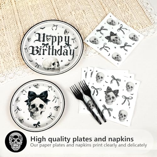 Grencian 96Pcs Gothic Birthday Decorations for Halloween Serves 24 - Image 4