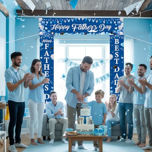 Smoothnovelty 3 Pcs Blue Happy Father's Day Banner - Image 4