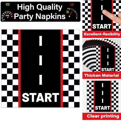 96Pcs Race Car Party Plates and Napkins for Baby Shower Birthday Decorations Supplies Racing Themed Paper Dessert Plates Start Your Engines Tableware Set for Kids Boys 24 Guests Party Decorations - Image 4