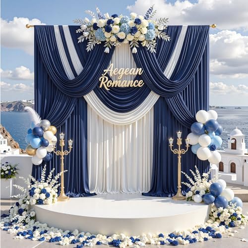 30 ft x 10 ft Wrinkle Free Navy Blue Backdrop Curtain for Parties,Polyester Photo Backdrop Drapes, Thick Background 6 Panels 5ft x 10ft for Baby Shower Wedding Birthday Party Backdrop Stand - Image 6
