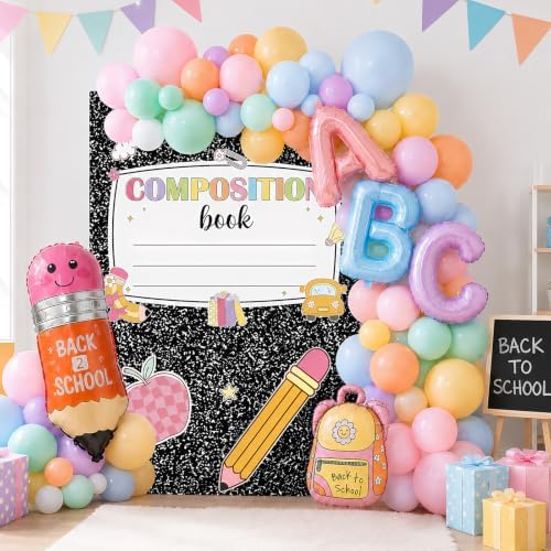 Back to School Balloon Arch Kit Pastel Composition Notebook Classroom Decor - Image 6