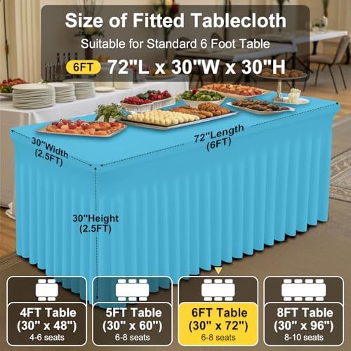 Smiry 2 Pack Spandex Elastic Fitted Table Cloth Skirt for 6FT Table - Image 4