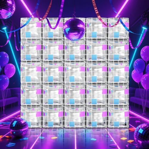 Disco Square Foil Balloon Wall,25Pcs Double Sided Foil Balloons - Image 5