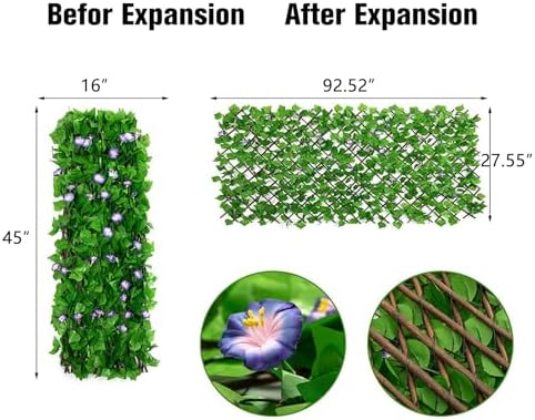 DOEWORKS Expandable Faux Ivy Trellis Fence, Patio Privacy Screen, 2 Pack - Image 2