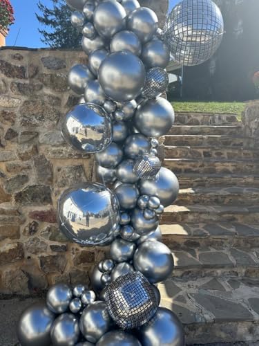 Silver Disco Round Foil Balloons Birthday Prom Decor 22 Inch 6 Pcs - Image 5