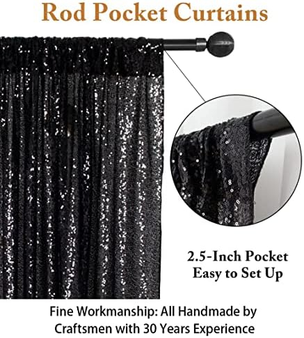 ShinyBeauty Black Sequin Backdrop - 8x10FT Photo Booth Background Fabric for Wedding, Birthday Party - Image 3