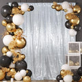 Juya Delight Sequin Backdrop Curtain Non-Transparent Sequin Photography Background Backdrop Curtain for Birthday Party Wedding Festival Ceremony 6FTx8FT Silver by JuyaDelight