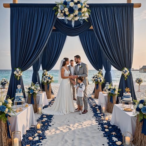 12ft x 10ft Navy Blue Backdrop Curtains for Parties, Wrinkle Free 2 Panels Photo Backdrop Drapes Back Drop Cloth for Wedding Birthday Photography Background Decor - Image 6
