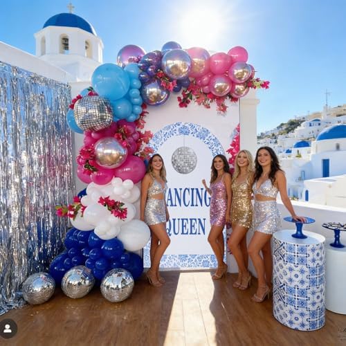 214 Pcs Dancing Queen Decoration Balloons Banner Artificial Bougainvillea for Bachelorette 70s Disco Wedding Bridal Shower Sparkly Party(Dancing Party) - Image 5