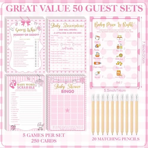 Patelai 321 Pcs Baby Shower Games Supplies, Pink Girl - Image 4