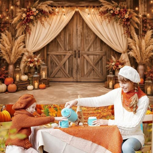 10x10ft Fall Photo Backdrop Barn Door Thanksgiving Backdrop for Photography - Image 4