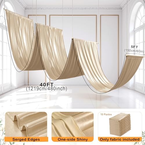 50ftx40ft Champagne Gold Ceiling Curtain for Wedding Parties - Image 6