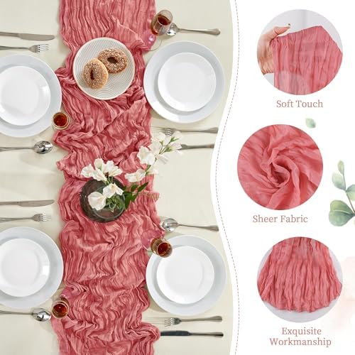 12 Pack Rose Cheesecloth Table Runner 35×120Inch Fall Boho Gauze Home Decor - Image 3